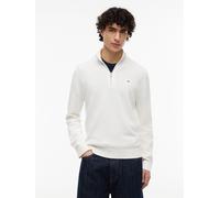 Strickpullover TOMMY JEANS "TJM SLM ESS LIGHT ¼ ZIP SWTR EXT", Herren, Gr. XXL, weiß (ancient weiß), Strick, Obermaterial: 100% Baumwolle, regular fit normal, Rundhals, eingesetzt Rippstrickbündchen,