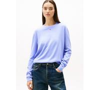 Strickpullover TOMMY JEANS "TJW ESSENTIAL CREW SWEATER EXT", Damen, Gr. M (38), vintage iris, Feinstrick, Obermaterial: 100% Baumwolle, unifarben, regular fit normal, Rundhals, Rippstrickbündchen, Pul