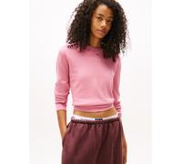 Strickpullover TOMMY JEANS "TJW ESSENTIAL CREW SWEATER EXT", Damen, Gr. XS (34), mystic pink, Feinstrick, Obermaterial: 100% Baumwolle, unifarben, regular fit normal, Rundhals, Rippstrickbündchen, Pul