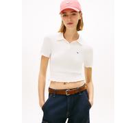 Strickpullover TOMMY JEANS "TJW LETTUCE POLO SWEATER", Damen, Gr. S (36), ancient weiß, Strick, Obermaterial: 100% Baumwolle, unifarben, Pullover Strickpullover (12930453-S) ancient weiß