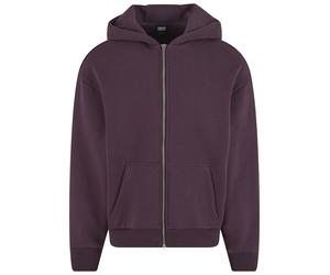 Strickpullover URBAN CLASSICS "Urban Classics Fluffy Zip Cardigan", Herren, Gr. L, lila (plumlila), 70% Baumwolle, 30% Polyester, unifarben, normal, ohne Ausschnitt, Pullover Strickpullover (67416049-