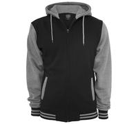 Strickpullover URBAN CLASSICS "Urban Classics Herren 2-tone Zip Hoody", Herren, Gr. 4XL, schwarz, grau, 65% Baumwolle, 35% Polyester, Pullover Strickpullover (52722215-4XL) schwarz, grau