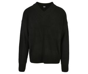 Strickpullover URBAN CLASSICS "Urban Classics Herren V-Neck Cardigan", Herren, Gr. L, schwarz, 95% Polyacryl, 5% Polyamid, unifarben, oversize, V-Ausschnitt, Pullover Strickpullover (97970217-L) schwa