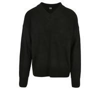 Strickpullover URBAN CLASSICS "Urban Classics Herren V-Neck Cardigan", Herren, Gr. M, schwarz, 95% Polyacryl, 5% Polyamid, unifarben, oversize, V-Ausschnitt, Pullover Strickpullover (97970217-M) schwa