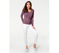 Strickpullover "V-Pullover", Damen, Gr. 36, lila (mauve), 100% Baumwolle, RICK CARDONA BY HEINE, unifarben, Pullover Strickpullover (21913358-36) mauve