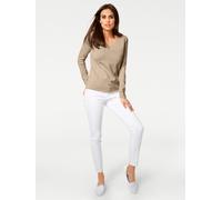 Strickpullover "V-Pullover", Damen, Gr. 38, beige, 100% Baumwolle, RICK CARDONA BY HEINE, unifarben, Pullover Strickpullover (55718216-38) beige