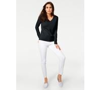Strickpullover "V-Pullover", Damen, Gr. 48, schwarz, 100% Baumwolle, RICK CARDONA BY HEINE, unifarben, Pullover Strickpullover (88591238-48) schwarz