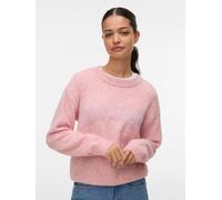 Strickpullover VERO MODA "VMAMOREMIO LS O-NECK PULLOVER BOO", Damen, Gr. M, rosa (rose elegance detail:melange with pink dogwood, mon amour), Strick, Obermaterial: 84% Polyester, 9% Polyacryl, 3% Visk