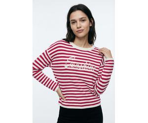 Strickpullover VERO MODA "VMAPPLE LS O-NECK PULLOVER BOO", Damen, Gr. L, birch stripes:with jazzy, Strick, Obermaterial: 80% Polyester, 20% Nylon, gestreift, regular fit, Rundhals, Pullover Strickpull