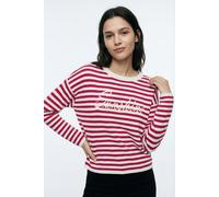 Strickpullover VERO MODA "VMAPPLE LS O-NECK PULLOVER BOO", Damen, Gr. M, birch stripes:with jazzy, Strick, Obermaterial: 80% Polyester, 20% Nylon, gestreift, regular fit, Rundhals, Pullover Strickpull