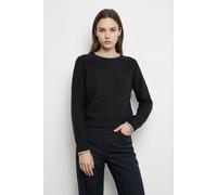 Strickpullover VERO MODA "VMAQUARIUS LS O-NECK RAGLAN PULLOVER BF", Damen, Gr. S, schwarz detail:with birch contrast edge, Strick, Obermaterial: 65% Polyester, 13% Nylon, 13% Polyacryl, 6% Wolle, 3% E