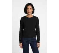 Strickpullover VERO MODA "VMARIES LS O-NECK CABLE PULLOVER BF", Damen, Gr. XS, schwarz, Strick, Obermaterial: 98% Polyester, 2% Elasthan, unifarben, regular fit normal, Rundhals, Rippbündchen, Pullove