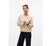 Strickpullover VERO MODA "VMBANG LS O-NECK PULLOVER BOO", Damen, Gr. M, birch detail:melange, Strick, Obermaterial: 78% Polyester, 12% Nylon, 8% Wolle, 2% Elasthan, meliert, regular fit, Rundhals, Pul