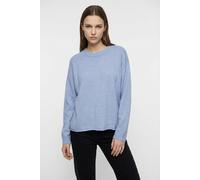 Strickpullover VERO MODA "VMBOOM LS O-NECK PULLOVER BOO", Damen, Gr. S, brunnera blau detail:melange, Strick, Obermaterial: 85% Polyester, 7% Polyacryl, 5% Wolle, 3% Elasthan, meliert, regular fit, Ru