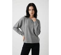 Strickpullover VERO MODA "VMBOOM LS O-NECK PULLOVER BOO", Damen, Gr. XS, medium grau melange, Strick, Obermaterial: 85% Polyester, 7% Polyacryl, 5% Wolle, 3% Elasthan, unifarben, regular fit, Rundhals