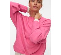 Strickpullover VERO MODA "VMBOOM LS O-NECK PULLOVER GA NOOS", Damen, Gr. M, pink cosmos detail:melange, Strick, Obermaterial: 85% Polyester, 7% Polyacryl, 5% Wolle, 3% Elasthan, meliert, loose fit nor