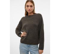 Strickpullover VERO MODA "VMBOOM LS O-NECK PULLOVER GA NOOS", Damen, Gr. S, braun (chocolate torte detail:melange), Strick, Obermaterial: 85% Polyester, 7% Polyacryl, 5% Wolle, 3% Elasthan, meliert, m