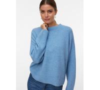 Strickpullover VERO MODA "VMBOOM LS O-NECK PULLOVER GA NOOS", Damen, Gr. XL, blau (allure detail:melange), Strick, Obermaterial: 85% Polyester, 7% Polyacryl, 5% Wolle, 3% Elasthan, meliert, loose fit