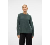 Strickpullover VERO MODA "VMBOOM LS O-NECK PULLOVER GA NOOS", Damen, Gr. XS, grün (balsam grün detail:melange), Strick, Obermaterial: 85% Polyester, 7% Polyacryl, 5% Wolle, 3% Elasthan, meliert, loose