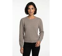 Strickpullover VERO MODA "VMDOFFY STITCH LS O-NECK PULLOVER NOOS", Damen, Gr. XS, beige (moon rock detail:melange), Strick, Obermaterial: 94% Polyester, 3% Elasthan, 3% Nylon, meliert, regular fit nor
