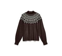 Strickpullover VERO MODA "VMKARLA LS HIGHNECK PULLOVER BOO", Damen, Gr. M, chocolate torte detail:melange with schwarz, birch, Strick, Obermaterial: 52% Polyester, 40% Polyacryl, 5% Wolle, 3% Elasthan