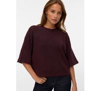 Strickpullover VERO MODA "VMLEFILE 3/4 O-NECK PULLOVER NOOS", Damen, Gr. XS, fudge detail:melange, Strick, Obermaterial: 70% Polyacryl, 27% Nylon, 3% Elasthan, meliert, loose fit hüftlang, Rundhals, P