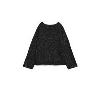 Strickpullover VERO MODA "VMLEILANI STITCH LS BOATNECK PULLOVER", Damen, Gr. S, schwarz detail:with silber seq, Strick, Obermaterial: 68% Polyester, 32% Polyacryl, Glitzermuster, regular fit normal, U