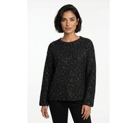Strickpullover VERO MODA "VMLEILANI STITCH LS BOATNECK PULLOVER", Damen, Gr. S, schwarz-weiß (schwarz detail:with silber seq), Strick, Obermaterial: 68% Polyester, 32% Polyacryl, Glitzermuster, regula
