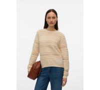 Strickpullover VERO MODA "VMLEO LS O-NECK PULLOVER BF", Damen, Gr. XS, beige (birch), Strick, Obermaterial: 60% Polyester, 40% Viskose, unifarben, regular fit normal, Rundhals, Rippbündchen, Pullover 