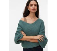 Strickpullover VERO MODA "VMMAYBE LS 2WAY V-NECK PULLOVER NOOS", Damen, Gr. XS, laurel wreath, Strick, Obermaterial: 100% Polyester, unifarben, loose fit normal, V-Ausschnitt, Strickbündchen, Pullover
