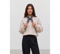 Strickpullover VERO MODA "VMMAYBE LS HIGH NECK CABLE PULLOVER NOOS", Damen, Gr. S, beige (oatmeal), Strick, Obermaterial: 100% Polyester, unifarben, normal, Pullover Strickpullover, Kunstfaser (261167