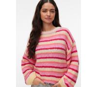 Strickpullover VERO MODA "VMMAYBE STRIPE LS O-NECK PULLOVER NOOS", Damen, Gr. XL, chintz rose stripes:with golden haze, pink cosmos, coral paradise, jazzy, Strick, Obermaterial: 100% Polyester, gering