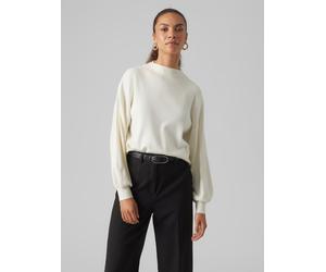Strickpullover VERO MODA "VMNANCY LS FUNNELNK PULLOVER GA", Damen, Gr. S, birch, Strick, Obermaterial: 52% Viskose, 28% Polyester, 20% Nylon, unifarben, regular fit, Rippstrickbündchen, Pullover Stric