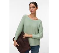 Strickpullover VERO MODA "VMNEW NORA 3/4 BOATNECK PULLOVER NOOS", Damen, Gr. L, silt grün, Strick, Obermaterial: 100% Baumwolle, unifarben, regular fit normal, U-Boot-Ausschnitt, Pullover Strickpullov