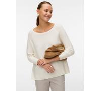 Strickpullover VERO MODA "VMNEW NORA 3/4 BOATNECK PULLOVER NOOS", Damen, Gr. L, snow weiß, Strick, Obermaterial: 100% Baumwolle, unifarben, regular fit normal, U-Boot-Ausschnitt, Pullover Strickpullov