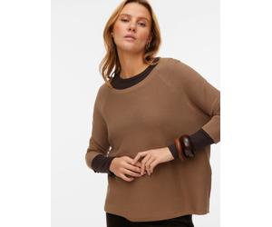 Strickpullover VERO MODA "VMNEW NORA 3/4 BOATNECK PULLOVER NOOS", Damen, Gr. M, caribou, Strick, Obermaterial: 100% Baumwolle, unifarben, regular fit normal, U-Boot-Ausschnitt, Pullover Strickpullover