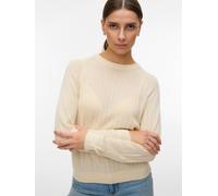 Strickpullover VERO MODA "VMNEWLEX POINTELLE LS O-N PULLOVER NOOS", Damen, Gr. XS, birch, Strick, Obermaterial: 50% Viskose, 25% Baumwolle, 25% Polyacryl, unifarben, regular fit normal, Rundhals, Stri