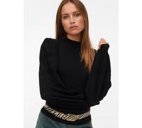 Strickpullover VERO MODA "VMNEWLIMONE LS HIGHNECK PULLOVER BOO", Damen, Gr. L, schwarz, Strick, Obermaterial: 52% Viskose, 28% Polyester, 20% Nylon, unifarben, regular fit, weit Rippstrickbündchen, Pu