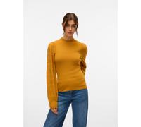 Strickpullover VERO MODA "VMNEWLIMONE LS HIGHNECK PULLOVER BOO", Damen, Gr. S, gold (harvest gold), Strick, Obermaterial: 52% Viskose, 28% Polyester, 20% Nylon, unifarben, regular fit normal, hoch ges