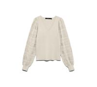 Strickpullover VERO MODA "VMNEWLIMONE LS V-NECK PULLOVER BOO", Damen, Gr. XL, beige (birch), Strick, Obermaterial: 52% Viskose, 28% Polyester, 20% Nylon, unifarben, normal, V-Ausschnitt, Pullover Stri