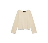 Strickpullover VERO MODA "VMNOMA LS BOATNECK PULLOVER NOOS", Damen, Gr. S, beige (birch), Strick, Obermaterial: 100% Baumwolle, unifarben, normal, U-Boot-Ausschnitt, Pullover Strickpullover, Baumwolle
