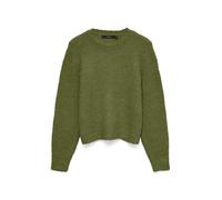 Strickpullover VERO MODA "VMNOVAH LS O-NECK PULLOVER GA NOOS", Damen, Gr. XS, grün (sphagnum detail:melange), Strick, Obermaterial: 70% Polyester, 21% Nylon, 8% Wolle, 1% Elasthan, meliert, regular fi