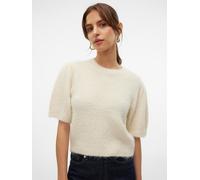 Strickpullover VERO MODA "VMNOVAH SS O-NECK PUFF PULLOVER GA NOOS", Damen, Gr. XL, beige (birch), Strick, Obermaterial: 70% Polyester, 21% Nylon, 8% Wolle, 1% Elasthan, unifarben, regular fit normal,