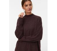 Strickpullover VERO MODA "VMPLAZA LS HIGHNECK LONG PULLOVER GA BOO", Damen, Gr. XS, fudge detail:melange, Strick, Obermaterial: 64% Polyester, 19% Polyacryl, 8% Nylon, 5% Wolle, 4% Elasthan, meliert,
