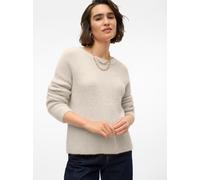Strickpullover VERO MODA "VMPUFF LS O-NECK PULLOVER BOO", Damen, Gr. L, birch, Strick, Obermaterial: 56% Nylon, 44% Polyacryl, unifarben, regular fit normal, Rundhals, Rippstrickbündchen, Pullover Str