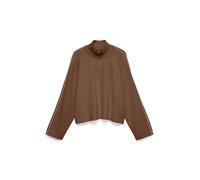 Strickpullover VERO MODA "VMSABA LS HIGHNECK ZIPPER PULLOVER NOOS", Damen, Gr. XS, braun (cocoa braun detail:birch), Strick, Obermaterial: 50% Viskose, 28% Polyester, 22% Nylon, unifarben mit Farbeins