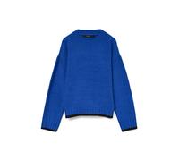 Strickpullover VERO MODA "VMSHADOW LS O-NECK PULLOVER BOO", Damen, Gr. S, surf the web detail:with schwarz, Strick, Obermaterial: 100% Polyester, unifarben mit Farbeinsatz, regular fit, Rundhals, Ripp