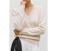 Strickpullover VERO MODA "VMSIF LS V-NECK PULLOVER NOOS", Damen, Gr. M, beige (birch), Strick, Obermaterial: 50% Polyacryl, 40% Polyester, 8% Wolle, 2% Elasthan, unifarben, regular fit normal, V-Aussc