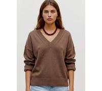 Strickpullover VERO MODA "VMSIF LS V-NECK PULLOVER NOOS", Damen, Gr. XS, braun (cocoa braun), Strick, Obermaterial: 50% Polyacryl, 40% Polyester, 8% Wolle, 2% Elasthan, unifarben, regular fit normal,