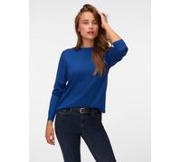 Strickpullover VERO MODA "VMSILJE LS O-NECK PULLOVER NOOS", Damen, Gr. XS, blau (navy peony), Strick, Obermaterial: 77% Viskose, 23% Polyester, unifarben, regular fit normal, Rundhals, Pullover Strick